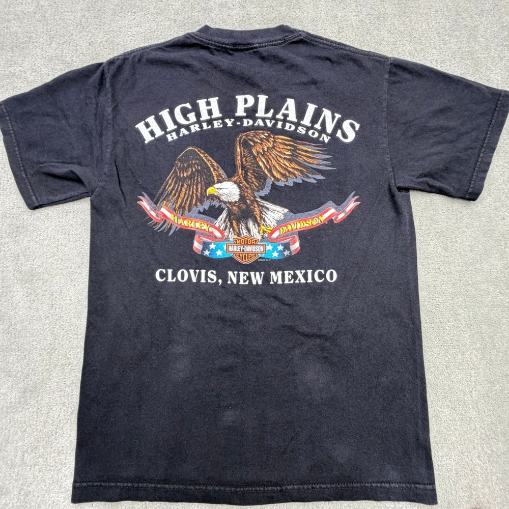 Vtg Harley Davidson High Plains Clovis NM Eagle Graphic Tee Black Womens Small